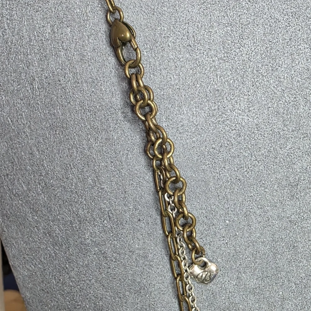 Brighton Long Station Necklace Multistrand Mixed Metal Heart Detail 772